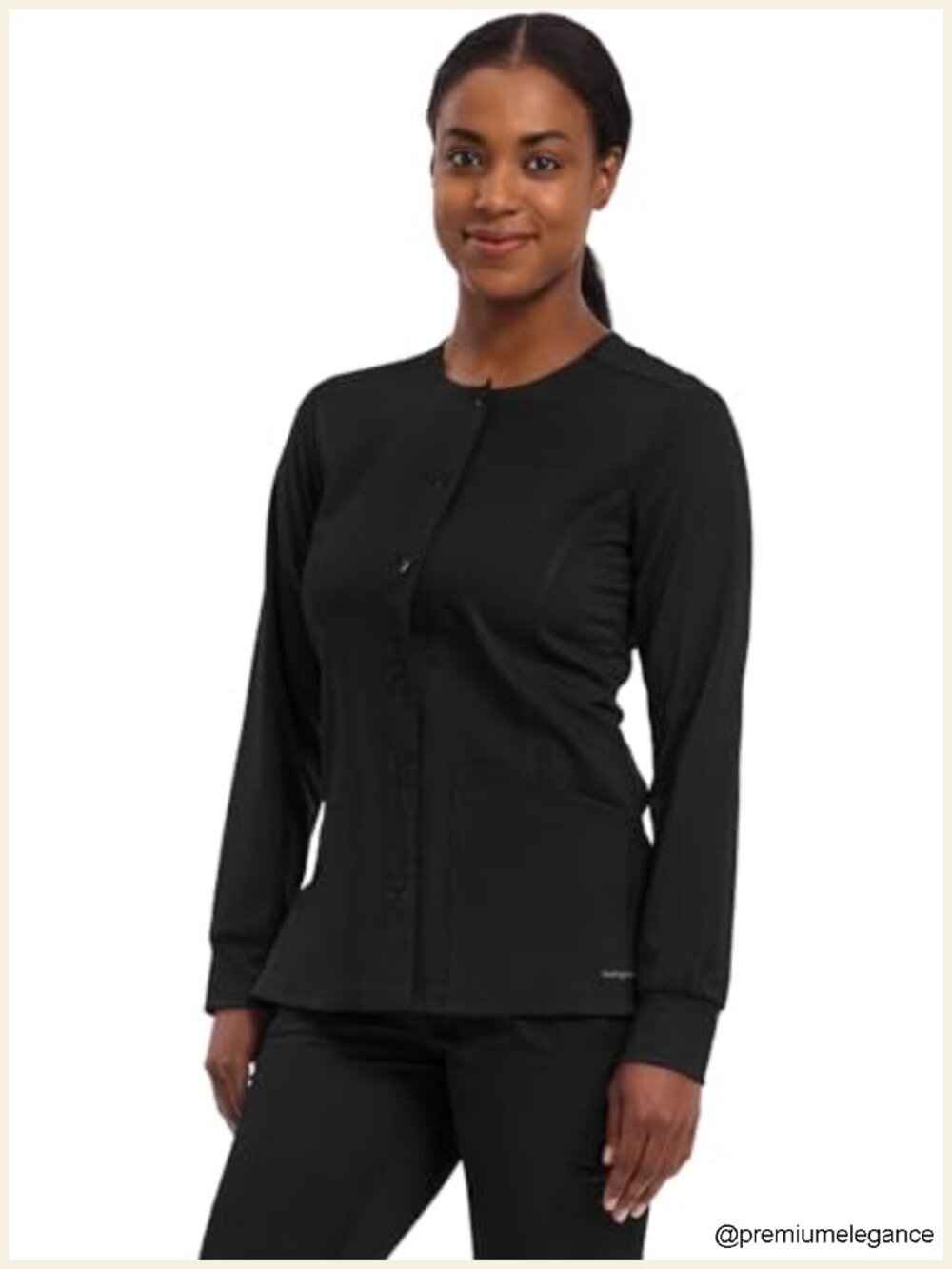 Womens Snap Front Scrub Jacket 2-Way Stretch Uniform Medical Coat - Picture 5 of 6